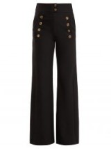 CHLOÉ Tailored wool-blend sailor trousers | black front embellished button panta