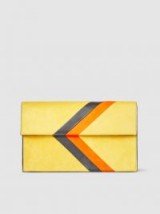 TOMASINI‎ Gordon Striped Yellow Suede And Leather Clutch