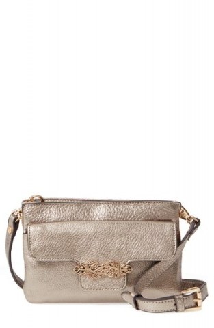 TOMMY BAHAMA KATERINI LEATHER CROSSBODY WALLET in Pewter | small metallic bags - flipped