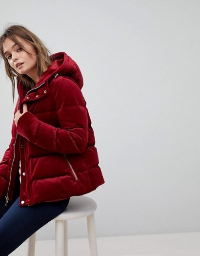 Tommy Hilfiger Red Hooded Padded Jacket ~ warm and stylish winter jackets - flipped