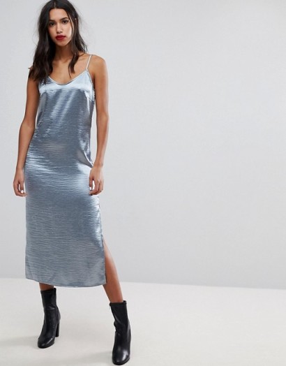Vero Moda Satin V-Neck Cami Dress | slinky blue slip dresses