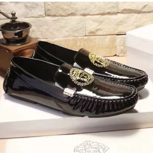 $118.00 Versace Driving Shoes 2018 Patent Leather Shoes, #versace shoes, #versace - flipped