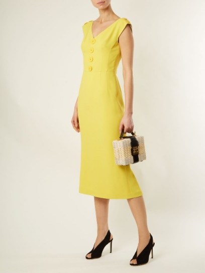 DOLCE & GABBANA Yellow V-neck cady dress ~ spring/summer dresses - flipped