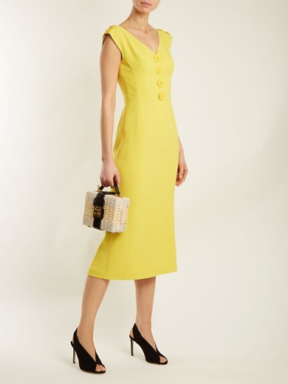 DOLCE & GABBANA Yellow V-neck cady dress ~ spring/summer dresses