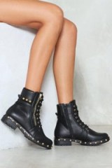 Nasty Gal Whatever Works For You Studded Boot – black stud embellished ankle boots