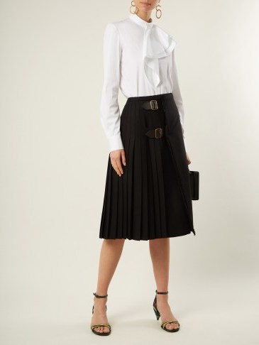 BURBERRY Wool-twill midi skirt ~ chic pleated skirts - flipped