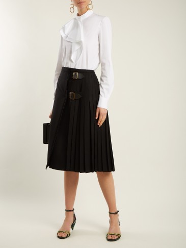 BURBERRY Wool-twill midi skirt ~ chic pleated skirts