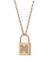 Zoe Chicco 14K Padlock Initial Pendant Necklace with Diamonds ~ small letter pendants