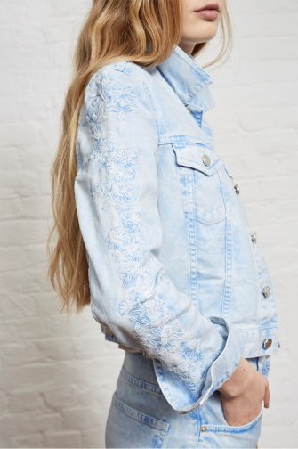 FRENCH CONNECTION AIDA WESTERN DENIM JACKET | pale blue embroidered jackets - flipped