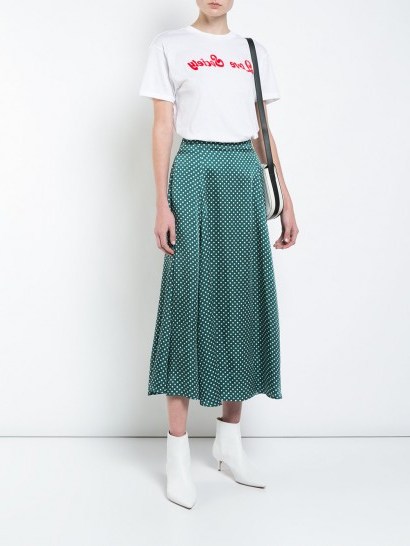 ALEXA CHUNG high-waisted polka skirt | green spot print midi skirts - flipped
