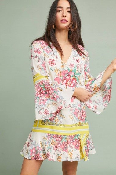 Moulinette Soeurs Alyn Silk Tunic Dress | wide sleeve floral dresses for spring/summer | boho chic