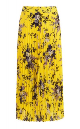 WAREHOUSE ANAIS FLORAL PLEAT SKIRT / yellow flower print midi skirts