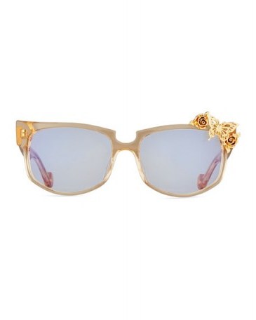 Anna-Karin Karlsson Seeking Summer Transparent Cat-Eye Optical Frames, Beige ~ embellished acetate sunglasses - flipped