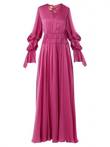 ROKSANDA Ansari gathered rope-detail silk gown ~ silky fuchsia-pink gowns - flipped