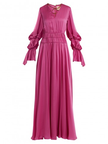 ROKSANDA Ansari gathered rope-detail silk gown ~ silky fuchsia-pink gowns