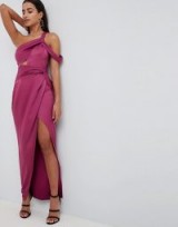 ASOS DESIGN Satin Wrap Front Twist Maxi Dress – glamorous hot pink dresses