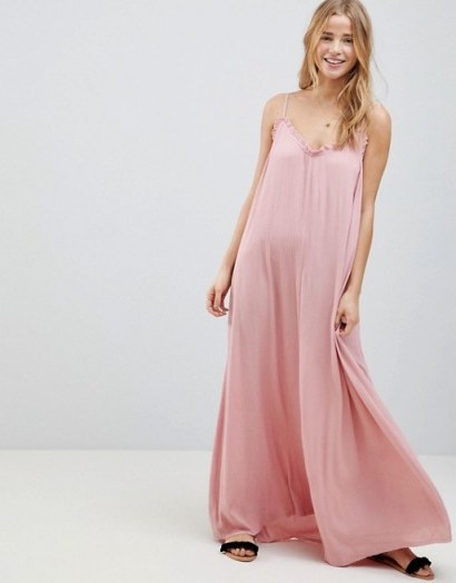 ASOS Scoop Back Maxi Dress in Crinkle Tea Rose ~ pink holiday/beach dresses - flipped