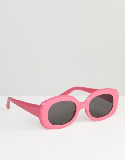 ASOS Square 90s Sunglasses – pink vintage style eyewear - flipped