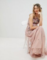ASOS MATERNITY WEDDING Floral Embroidered Dobby Mesh Cami Strap Maxi Dress in Pink – pregnancy bridal dresses