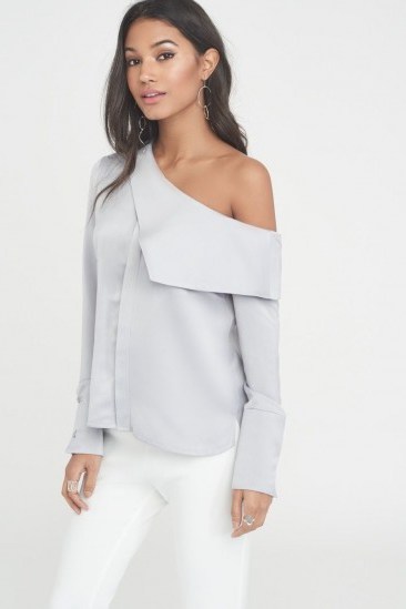 LAVISH ALICE asymmetric satin shirt – lavender hue shirts - flipped