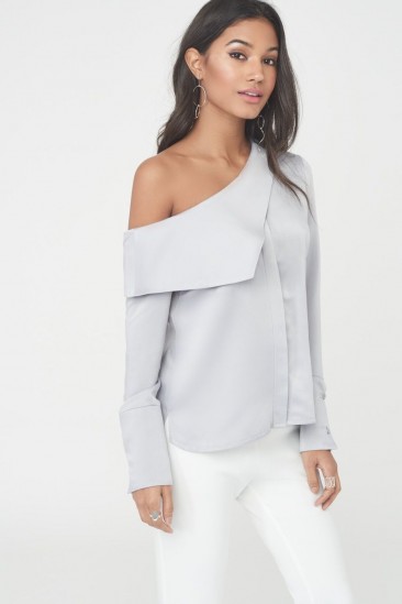 LAVISH ALICE asymmetric satin shirt – lavender hue shirts