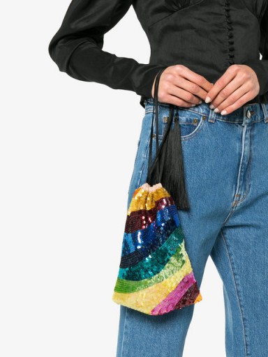 ATTICO sequin tassel rainbow bracelet bag – colourful drawstring bags