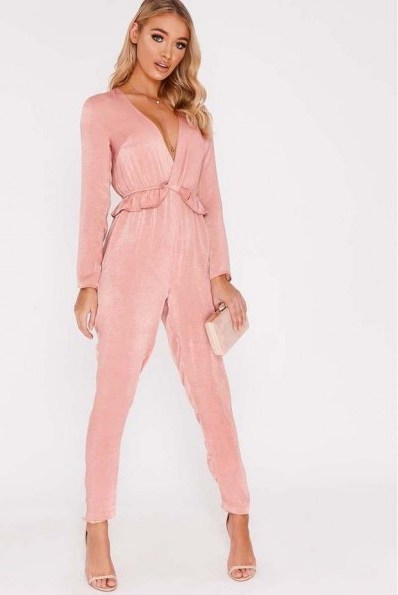 BINKY PINK TWIST FRONT PLUNGE JUMPSUIT ~ going out jumpsuits ~ glamorous style - flipped