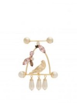 ERDEM Birdswing crystal-embellished brooch ~ cute bird brooches ~ faux-pearl statement jewellery