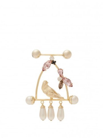ERDEM Birdswing crystal-embellished brooch ~ cute bird brooches ~ faux-pearl statement jewellery - flipped