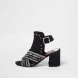 River Island Black embellished block heel shoe boots