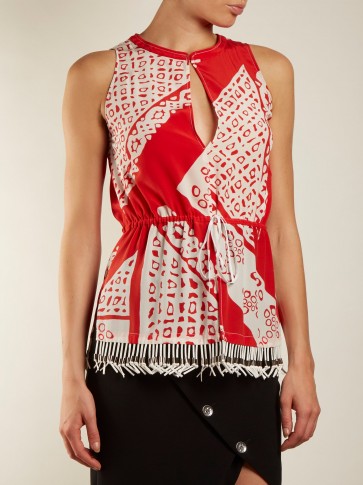 ALTUZARRA Bourse Bandana-print sleeveless top ~ red and white gathered waist tops