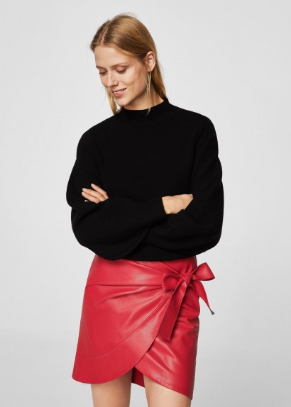 MANGO Bow wrap skirt | red skirts