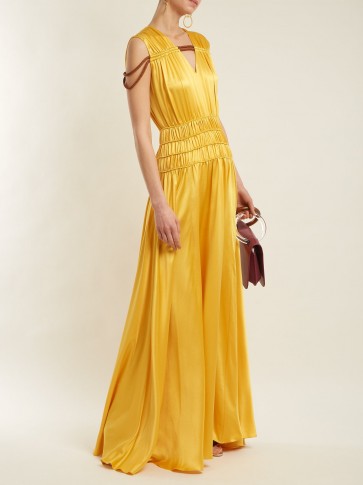 ROKSANDA Brona gathered rope-detail silk-satin gown ~ silky yellow gowns
