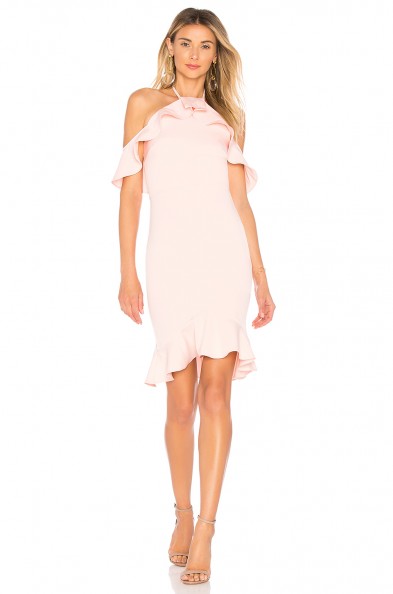 by the way. NATALIA RUFFLE HALTER DRESS – pastel-blush dresses – pink halternecks
