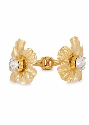 CA&LOU Isa crystal-embellished bracelet ~ open floral cuffs ~ feminine bracelets - flipped