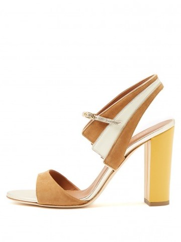 MALONE SOULIERS Careen brown and white colour-block suede sandals - flipped