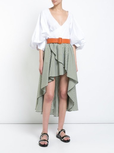 CAROLINE CONSTAS Adelle skirt / check print summer skirts / holiday style - flipped
