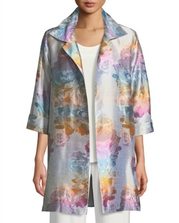 Caroline Rose Ombré Rose Jacquard Party Jacket ~ floral evening coats