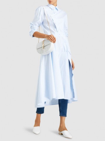 CÉDRIC CHARLIER‎ Asymmetric Striped Cotton Shirt Dress – chic day dresses