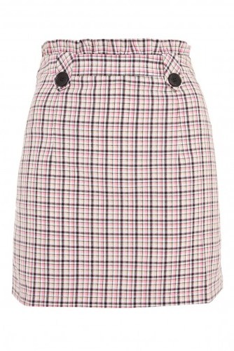 TOPSHOP Checked Frill Waist Mini Skirt / cute pink check skirts - flipped