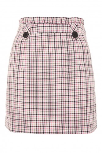 TOPSHOP Checked Frill Waist Mini Skirt / cute pink check skirts
