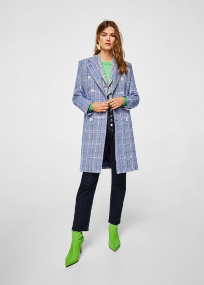 MANGO Checked structured coat ADORE / blue checks - flipped