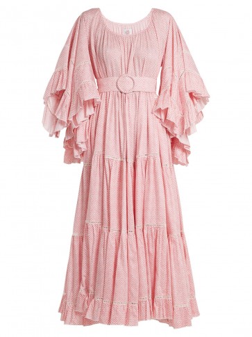 GÜL HÜRGEL Chevron-print ruffle-sleeves dress ~ pink floaty dresses