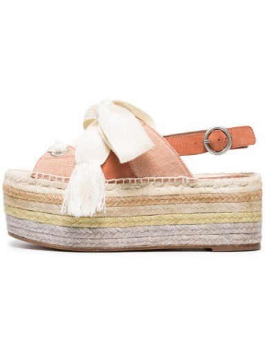 CHLOÉ Suede and canvas Qai flatform sandals / cute summer flatforms - flipped