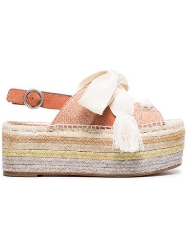 CHLOÉ Suede and canvas Qai flatform sandals / cute summer flatforms