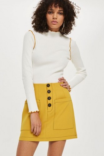 Topshop Contrast Stitch Mini Skirt | mustard-yellow skirts - flipped