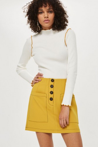 Topshop Contrast Stitch Mini Skirt | mustard-yellow skirts