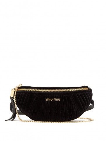 MIU MIU Contrast-panel velvet belt bag ~ chic black bum bags
