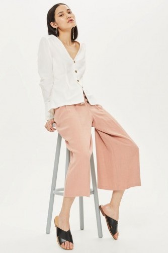 TOPSHOP Crop Wide Leg Trousers. NUDE FASHION - flipped