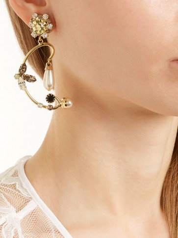 ERDEM Crystal-embellished clip-on hoop earrings ~ statement hoops
